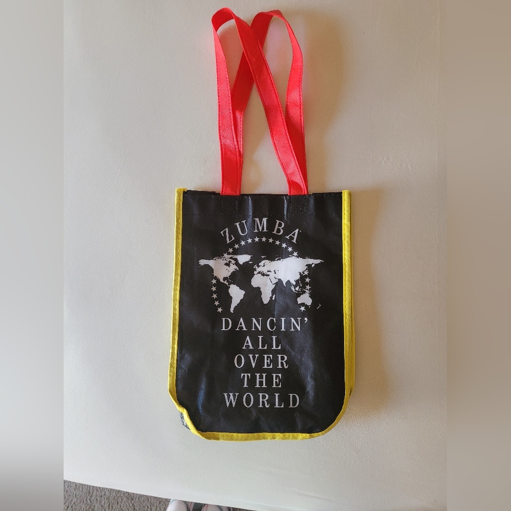 Zumba Fitness Black Tote with Yellow Trim and Pink Handles